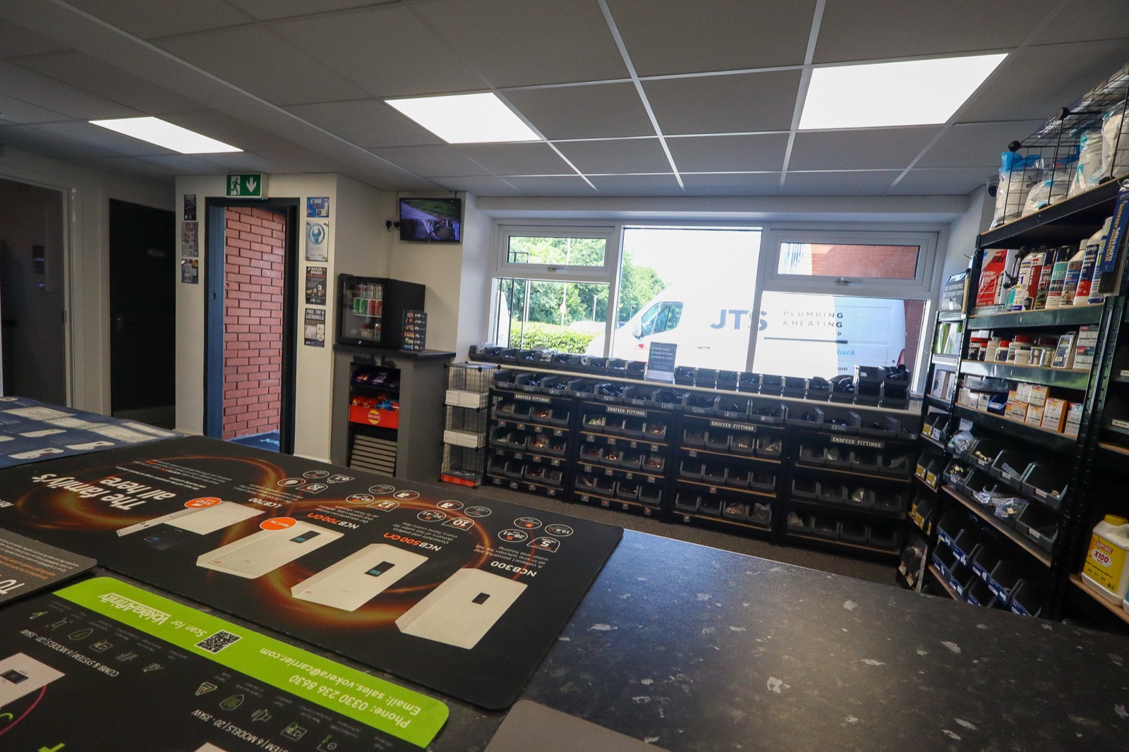 Trade counter desk and stock area inside JTS in Middleton